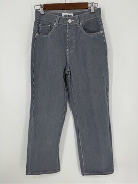 Disclosure Black White Pinstripe Straight Leg Jeans Y2K Grunge Women's Size 5/27